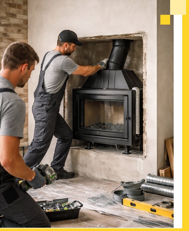 Установка каминных топок в Черногорске: монтаж, подключение