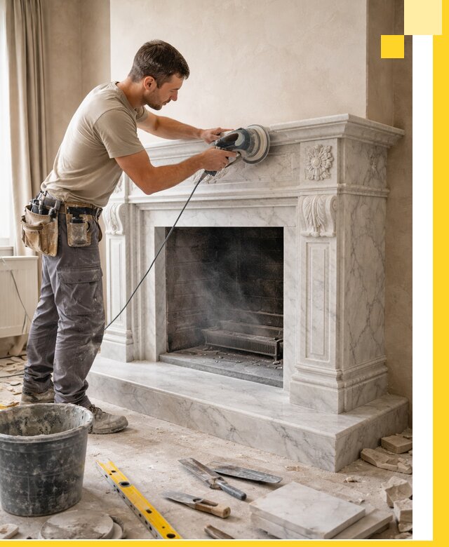 Изготовление и установка мраморных каминов в Черногорске под ключ