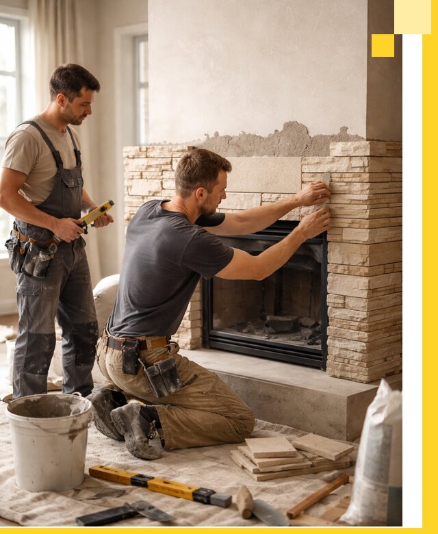 Установка и монтаж каминов для загородного дома в Черногорске