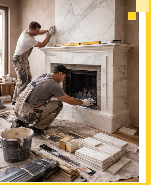 Отделка каминов в Черногорске качественные облицовочные работы