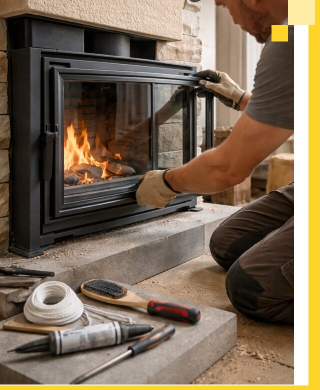 Производство, монтаж и доставка каминов со стеклом в Черногорске