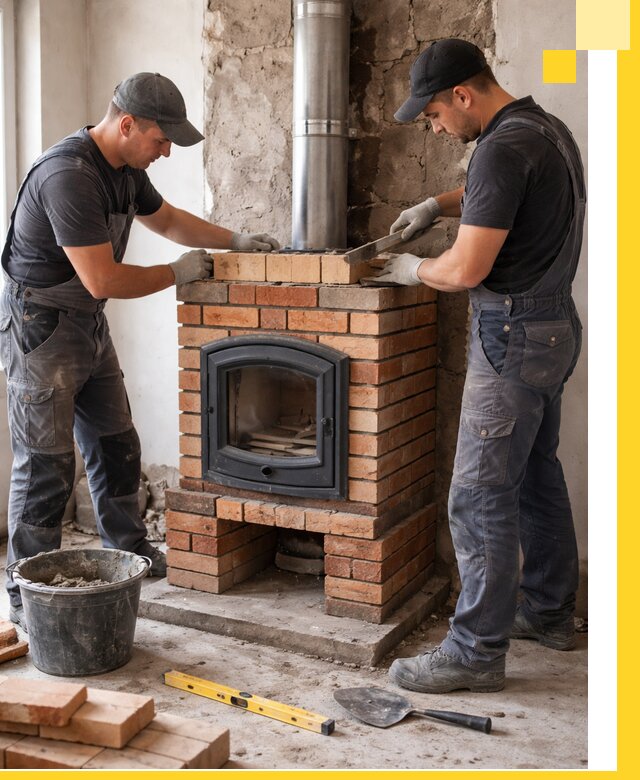 Монтаж печи камина под ключ в Черногорске с гарантией и пусконаладкой