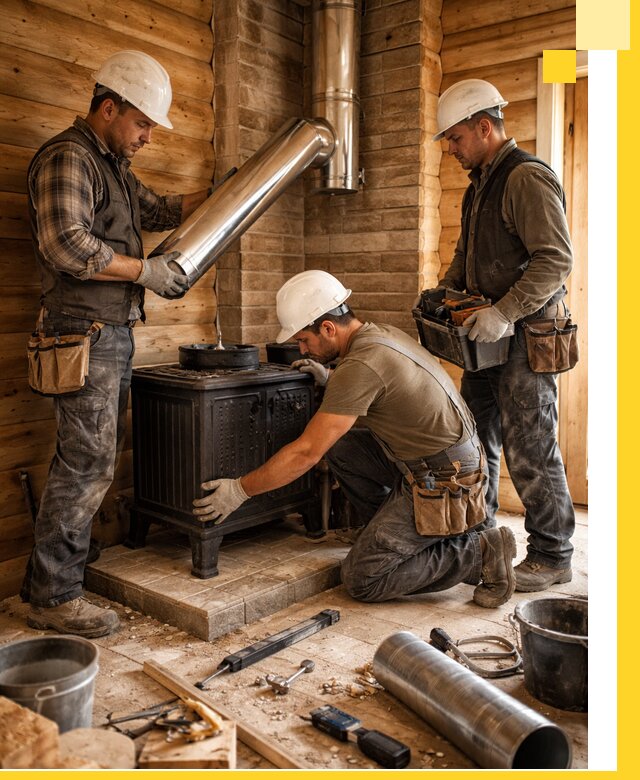 Профессиональный монтаж банных печей и дымоходов в Черногорске