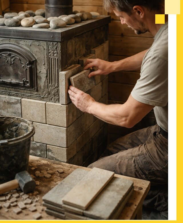 Облицовка банных печей в Черногорске профессиональная отделка