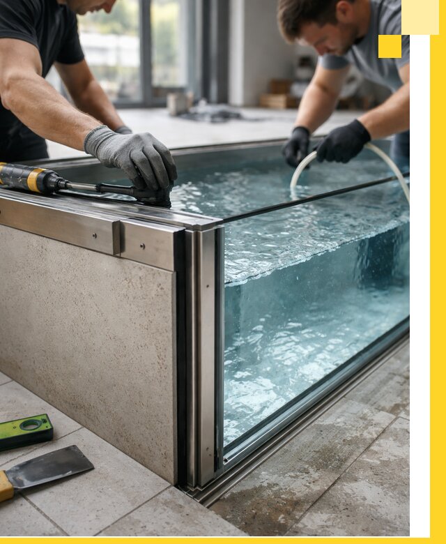 Проектирование и монтаж стеклянных бассейнов в Черногорске