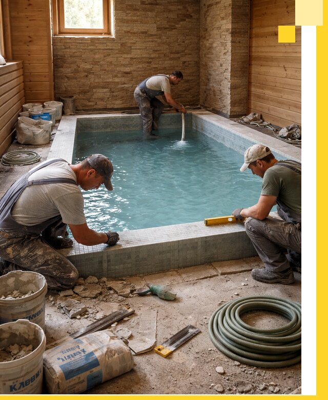 Проектирование и строительство бассейнов для бани в Черногорске