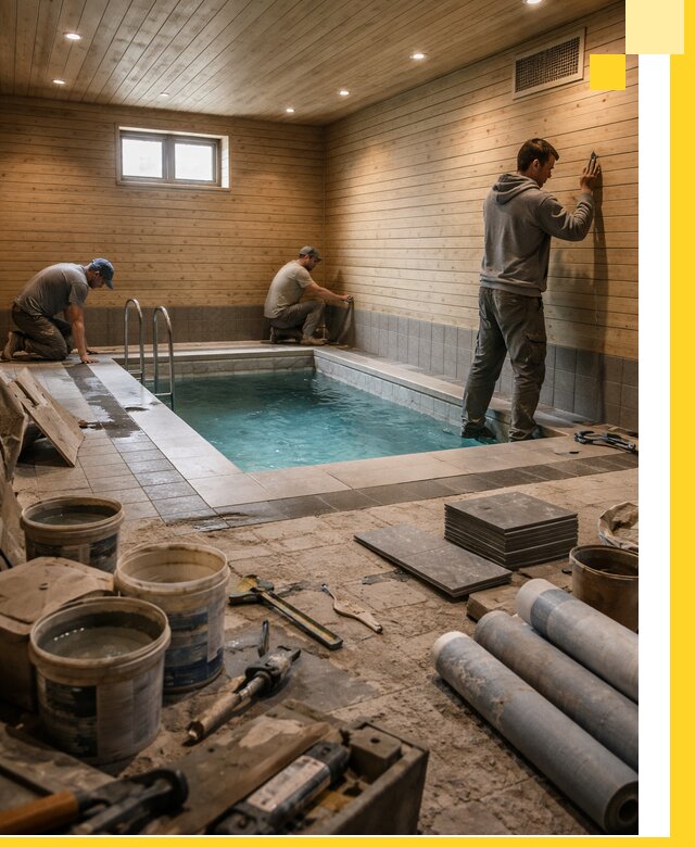 Строительство бани с бассейном и сауной под ключ в Черногорске