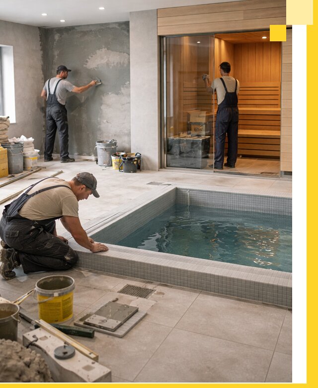 Проектирование и строительство сауны с бассейном в Черногорске