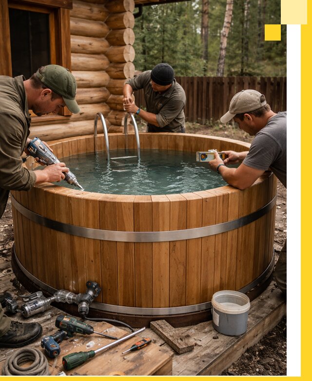 Строительство бань с купелью под ключ и отделкой в Черногорске