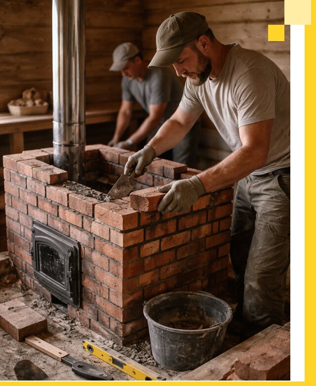 Кирпичные печи для бани под ключ в Черногорске, проект и монтаж