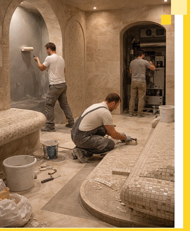 Строительство бани с хамамом и бассейном под ключ в Черногорске