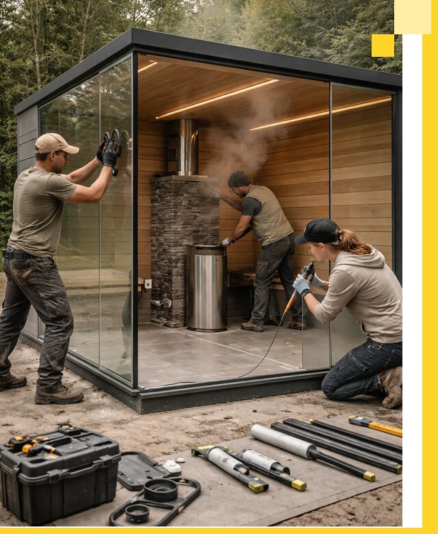 Проектирование и строительство стеклянных бань в Черногорске