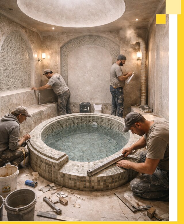 Профессиональное строительство хамама с бассейном в Черногорске под ключ