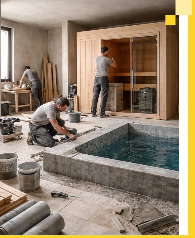 SPA зоны под ключ с бассейном сауной и печью в Черногорске